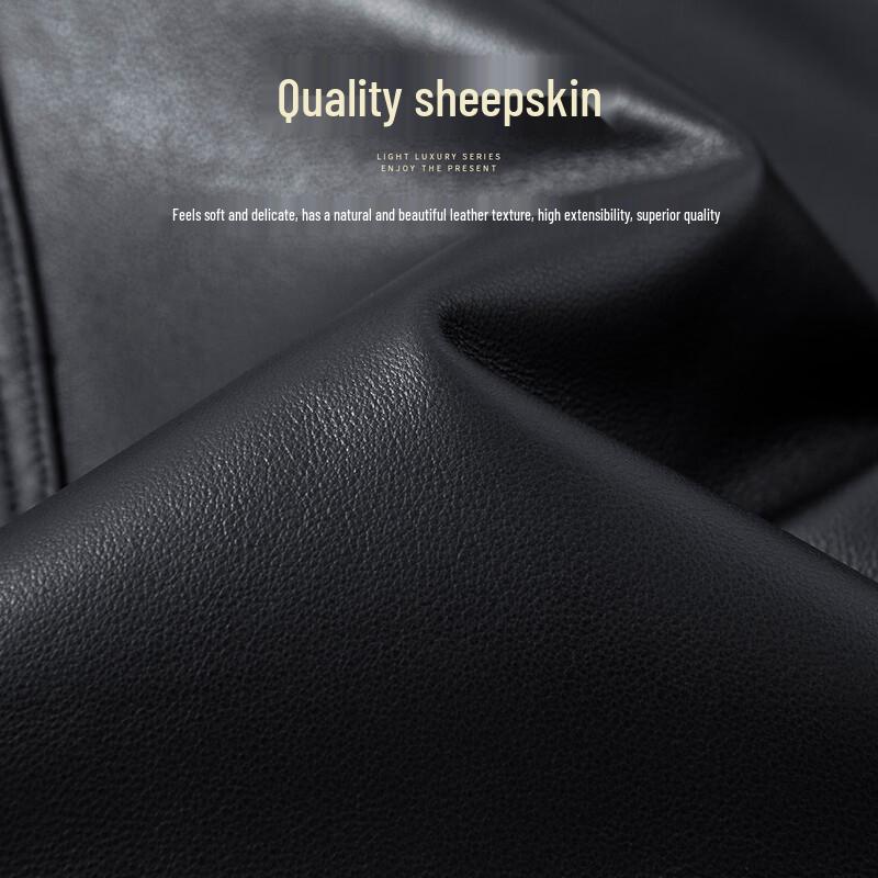 Futting Men's Stand Collar Lambskin Leather Jacket