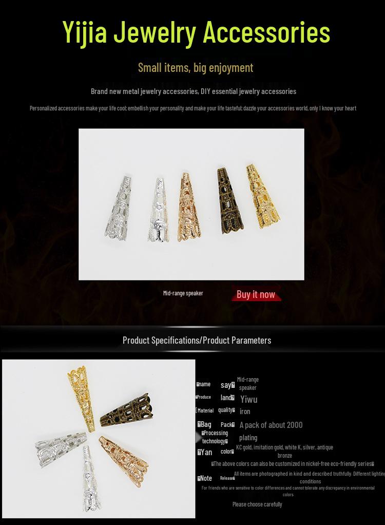 Hollow Long Trumpet Flower Magnolia Hairpin for DIY Jewelry and Ancient Costume Headdress