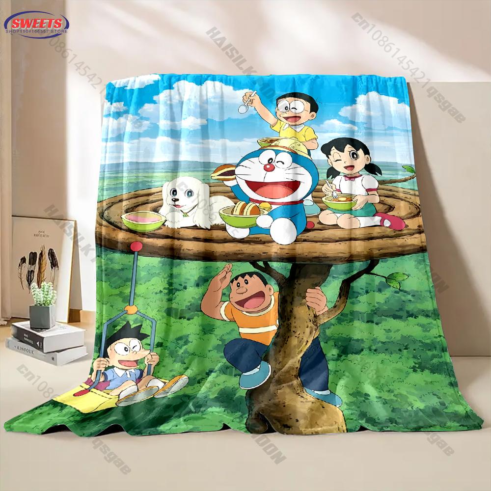 Free Shipping! Doraemon Print Blanket Warm Soft Comfortable Home Travel Blanket Sofa Bedding Cover Blanket Gift for Kids Adults
