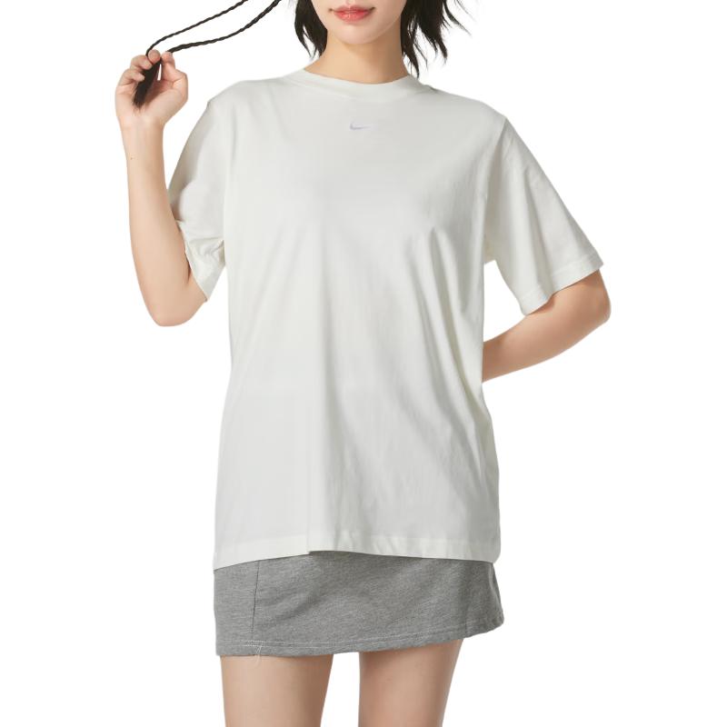 Nike Einfarbiges atmungsaktives lockeres Kurzarm-T-Shirt Damen Oberteile Weiß FD4150-134