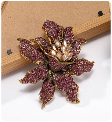 Lusso Esagerato Spille Distintivi Fiore di Cristallo da Donna Classici Eleganti Pin Floreali con Strass Accessori per Feste Banchetti