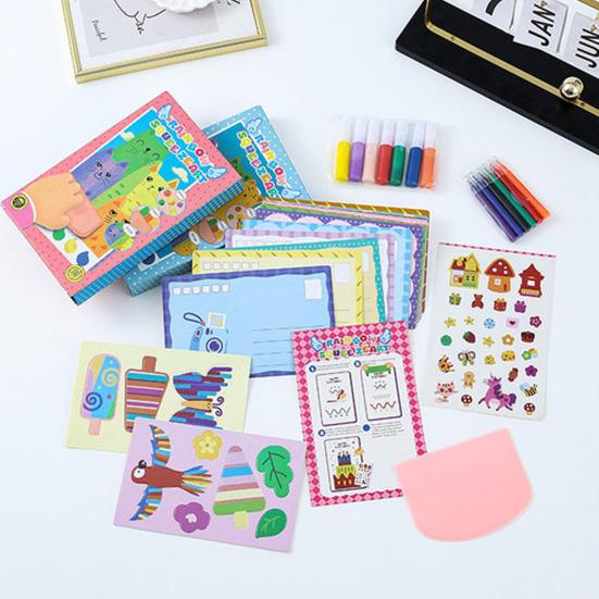 Kit Arte Scratch Arcobaleno Set Carta Raschiabile Magica Arcobaleno per Bambini Cartoline Creative Fai-da-te Biglietti d'Auguri Personalizzati Giocattolo per la Motricità Fine