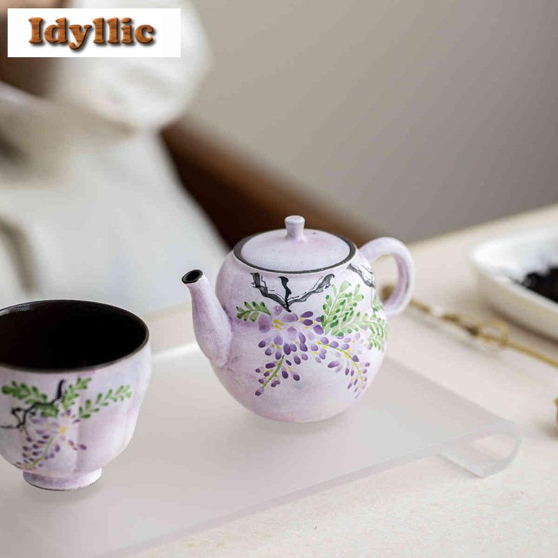 150ml Hand-painted Wisteria Flower Gourd Teapot Traditional Tea Infuser Pot Tea Maker Kettle With Ball Hole Drinkware Decoration