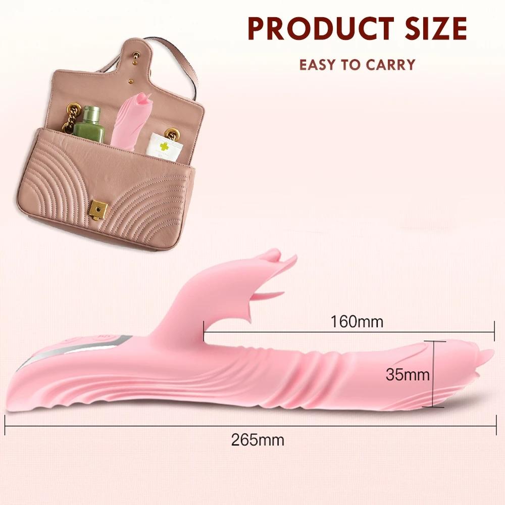 Doppel Zunge Cunnilingus Vibrator Teleskop Rotierenden Dildo Heizung Vagina Klitoris Stimulieren Vibrator Erwachsene Sex Spielzeug für Frauen