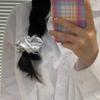 Silver Color Scrunchies Medium Size Elastic Hair Band Simple Hair Band  Headwear
