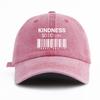 1pc KINDNESS Print Washed Baseball Cap for Adults,Minimalist Retro Style Casual Soft Adjustable Dad Hat, Perfect As Gift