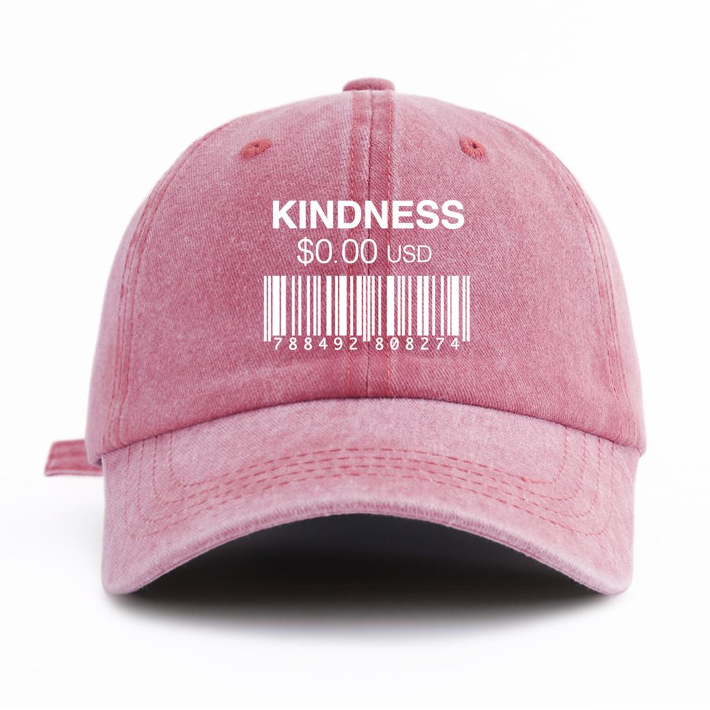 1pc KINDNESS Print Washed Baseball Cap for Adults,Minimalist Retro Style Casual Soft Adjustable Dad Hat, Perfect As Gift