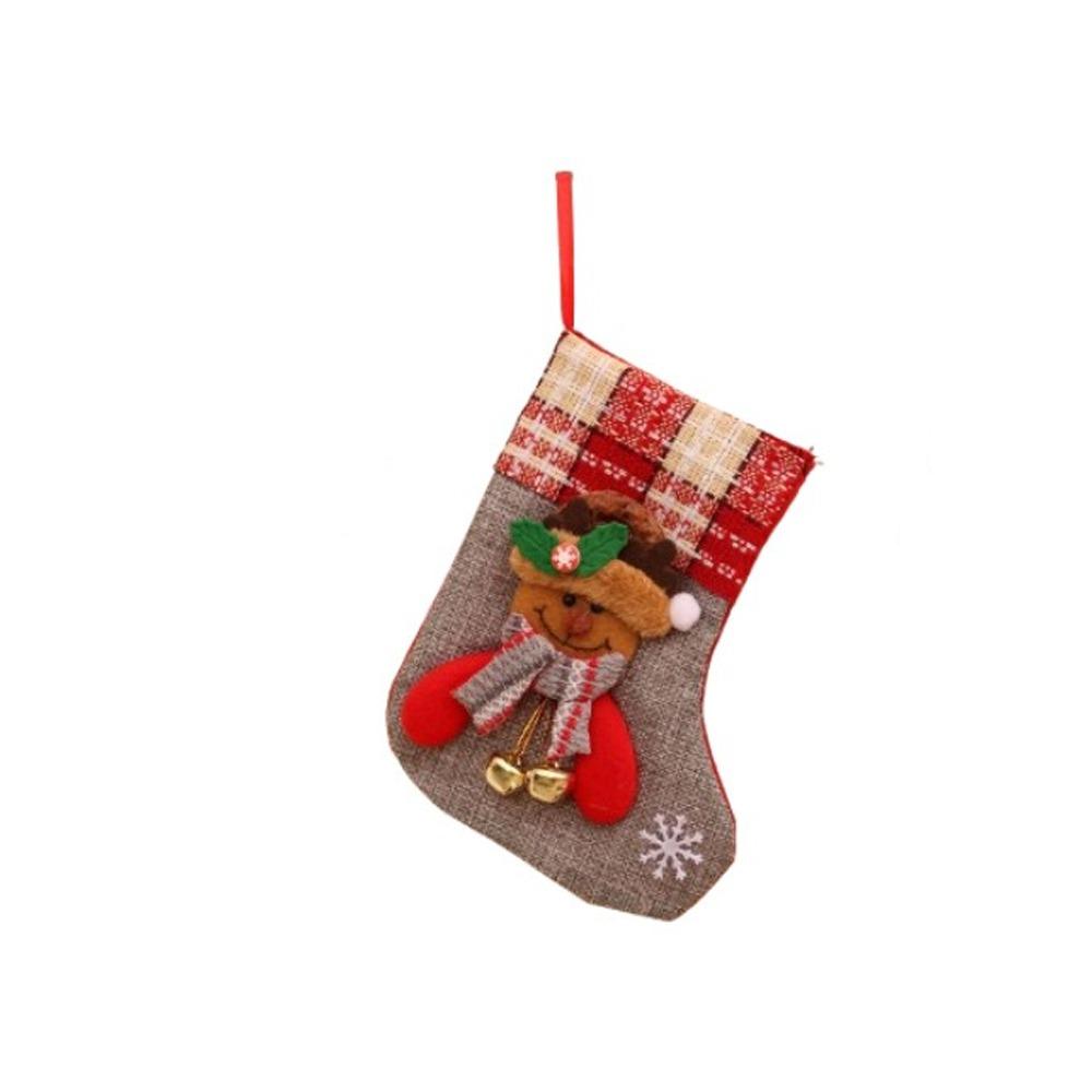 with Bells Christmas Stockings Santa Claus Snowman Elk Candy Gift Bags  Holiday Festival Decor