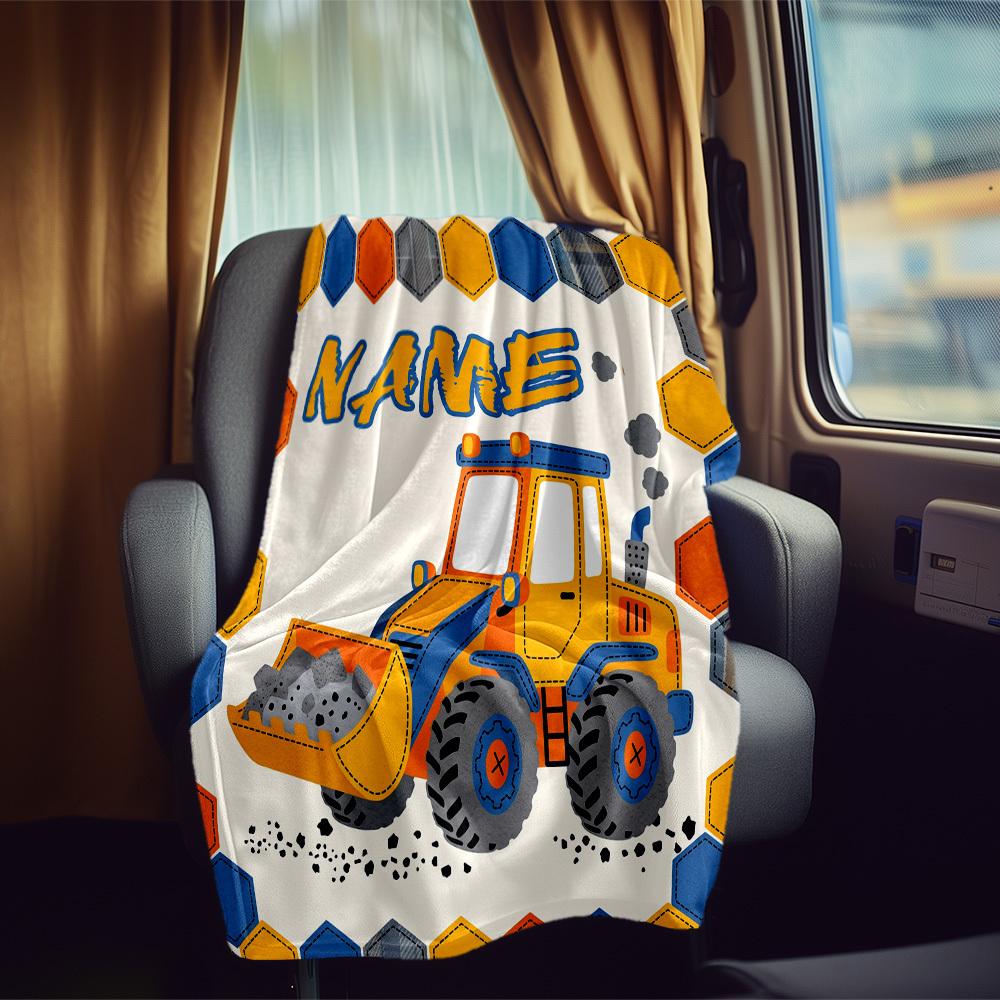 Construction Truck Rv Customize Your Name Blanket Comfortable Soft Lightweight Allseason Multipurpose Blanket For Travel Camping Picnics Sofas Rvs
