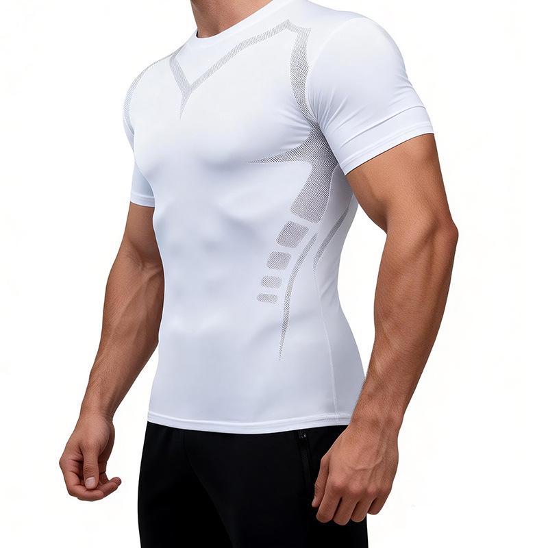 Tricou Sport Bărbați cu Uscare Rapidă și Compresie pentru Fitness, Alergare, Baschet și Fotbal