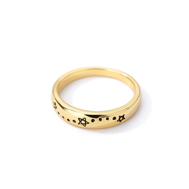 Stylish and simple heart-shaped zircon ring, golden sun and moon love index finger ring, women's jewelry personality