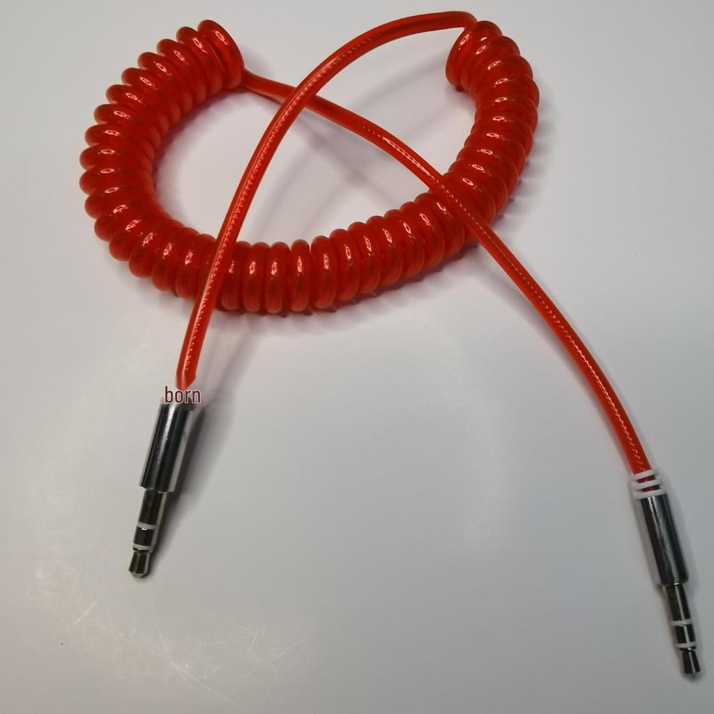 1.5m Spring AUX Audio Cable, 3.5mm Male-to-Male, Retractable Car Connection