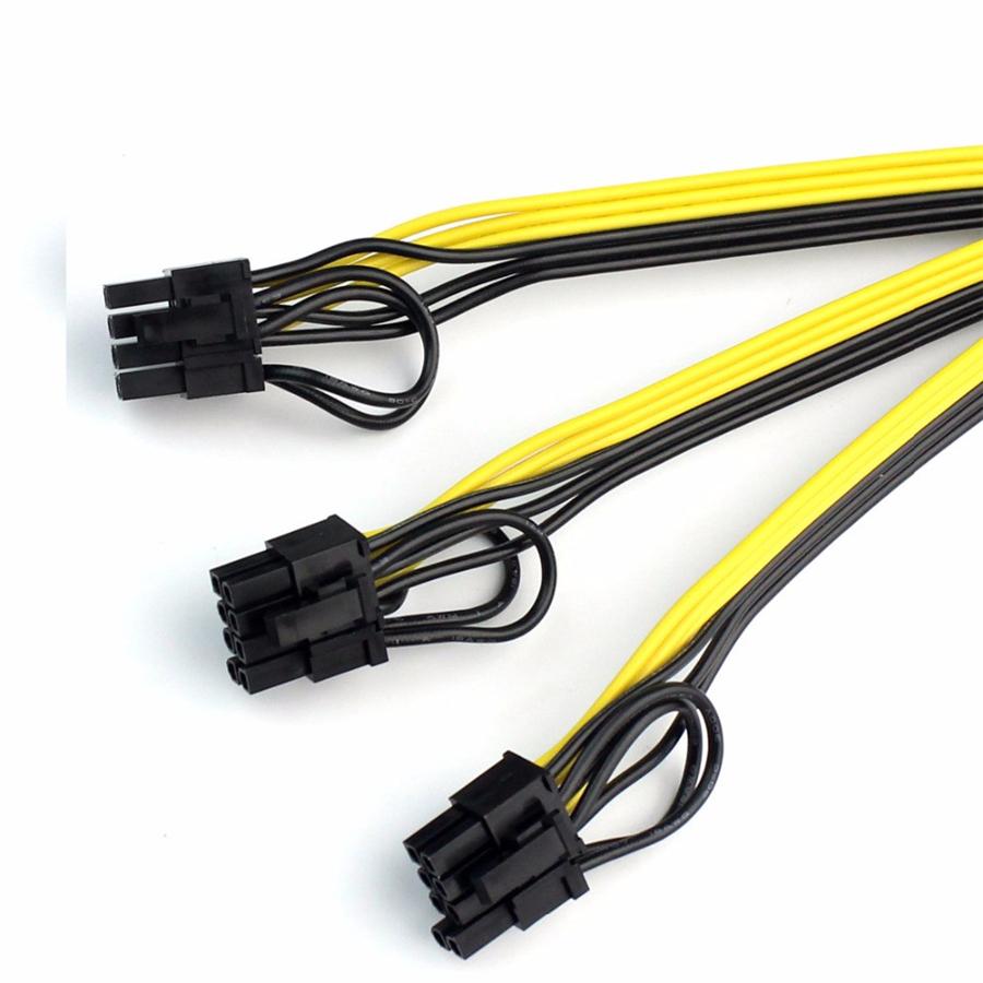 5Pcs For Miner Minging 6Pin + 2Pin Power Supply Cables 1 to 3 Adapter Cables
