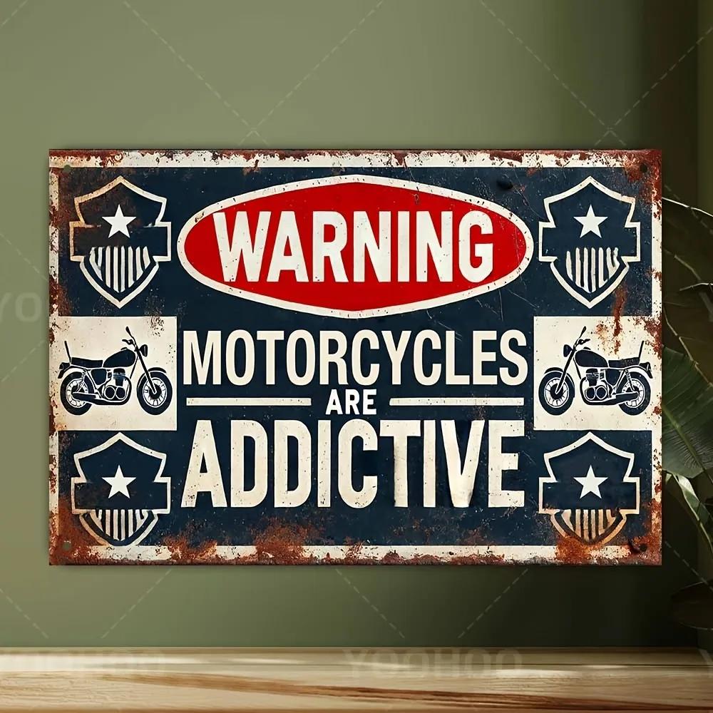 

Vintage Motorcycles Are Addictive Aluminum Sign 8x12 Automotive Theme PreDrilled Garage Man Cave Decor Biker Gift 20x30cm（7.8x11.8inch）