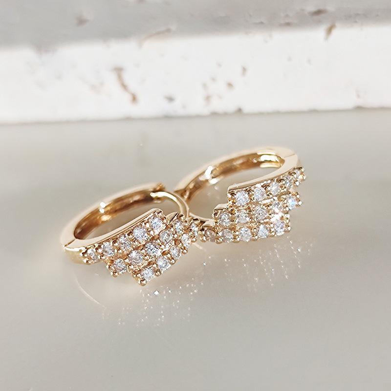 18K Gold-Plated S925 Sterling Silver Zirconia Women s Luxury Stud Earrings Platinum Pair