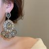 Silver Needle Retro Diamond-Inlaid Water Drop Tassel Earrings: Vintage Style, Light Luxury, High-End Feel, Fashionable Stud Accessories.