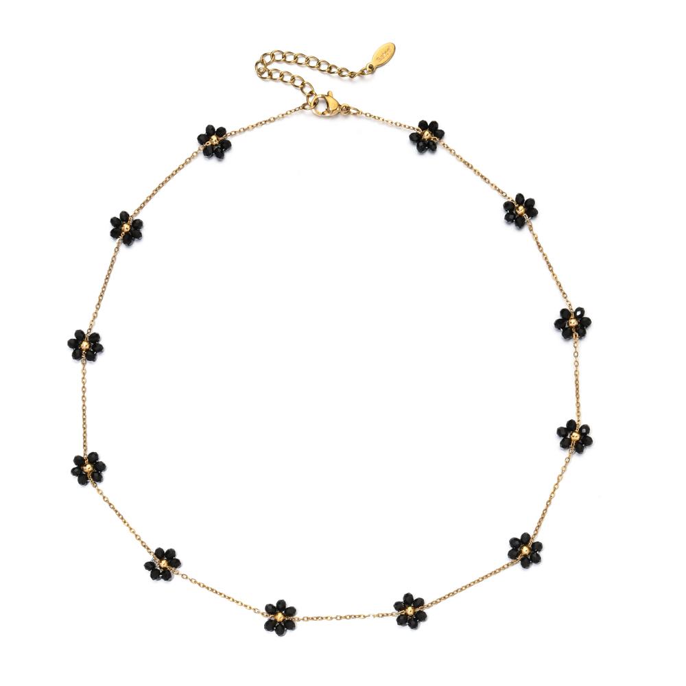 ZMZY Simple Pink Crystal Flowers Choker Necklace Statement Accessories Fashion Women Rhinestone Collar Necklace Clavicle Jewelry