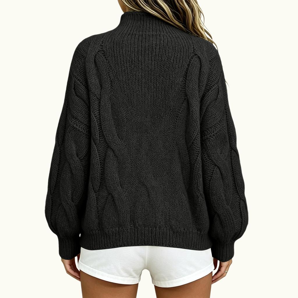Women's Fashionable Cable Knit Pullover Sweater Trendy Knit Top for Everyday Wear