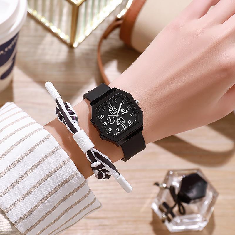 Dijie Square Couple Quartz Watch Women'S Watch Light Luxury Niche Mori Retro Square Dial