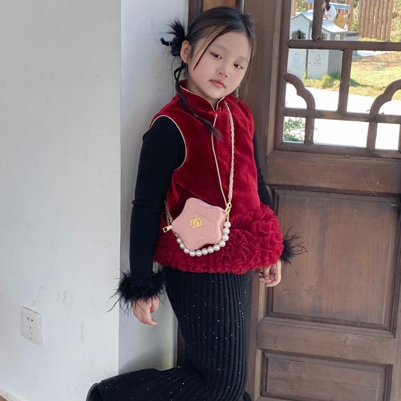 Fashion Chain Girls and Boys' Star-shaped Single-shoulder Bag with Pearl Handles