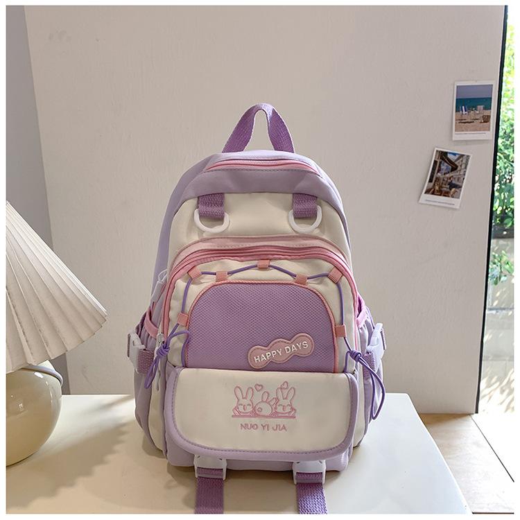 Schoolbag college style cute small fresh contrasting color schoolbag female junior high school girl high school student backpack travel lightweight 