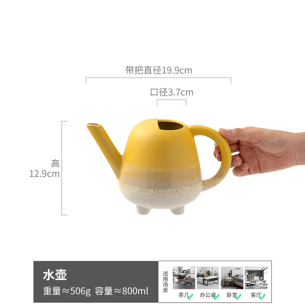Multi-Color Creative Pot-Shaped Vase Household Ceramic Kettle Flower Arrangement Decorative Ornament Practical Watering Kettle Teapot