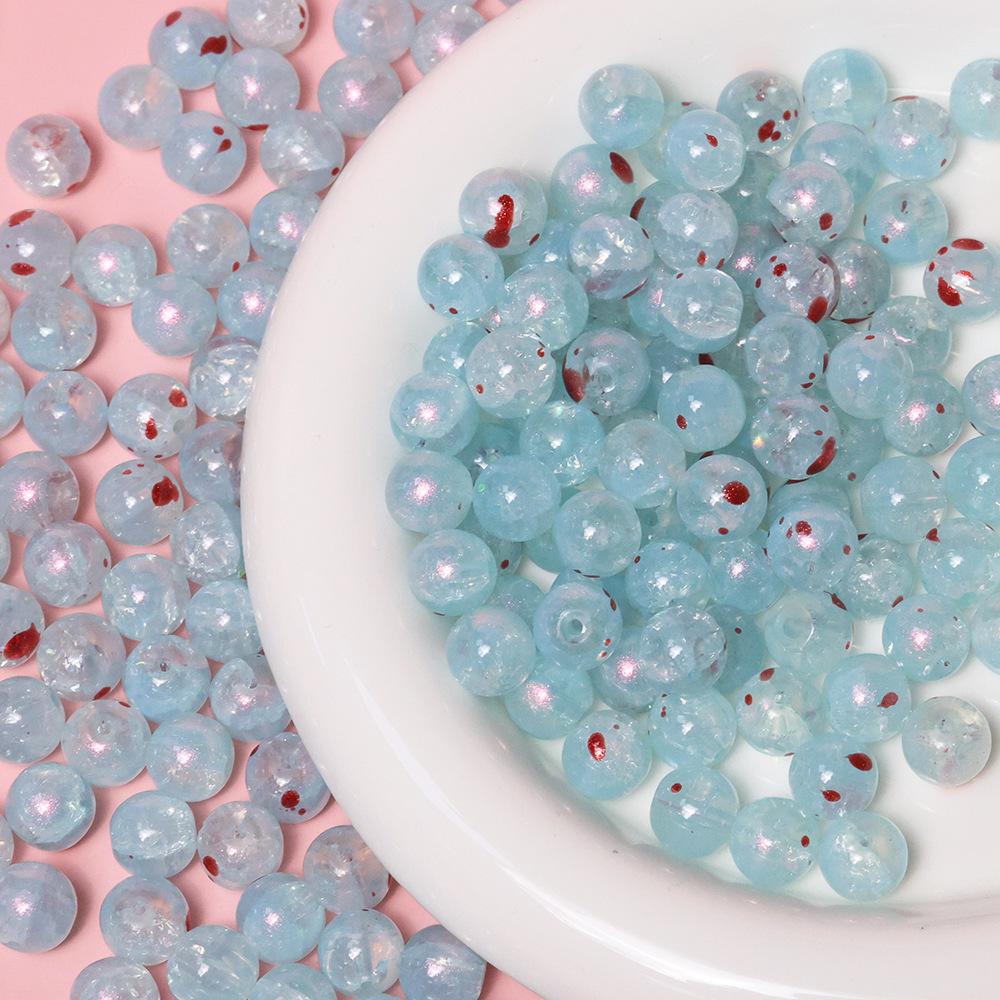 Yori 40pcs 10mm Imitation Crack Glass Beads Round Loose Spacer Beads for Jewelry Making DIY Bracelets Phone Chain Accessories