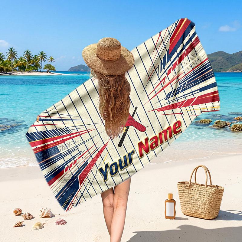 St. Louis Cardinals Customized Name Text Beach Towel, Soft Absorbent Towel Beach Pool Travel Personal Gift