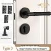 Black Knurled Magnetic Silent Door Handle with Lock for Bedroom Wood Doors