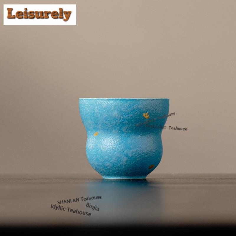 61ml Sprinkle Gold Hand-painted Flower Gourd Teacup Traditional Tea Bowl Mug Tea-tasting Personal Cup Chazhan Master Cup Craft
