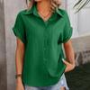 Summer Fashion Short Sleeve Casual Shirt Elegant Loose Solid Women 2024 White Blouse Woman Button Up Office Lady Tops 30644