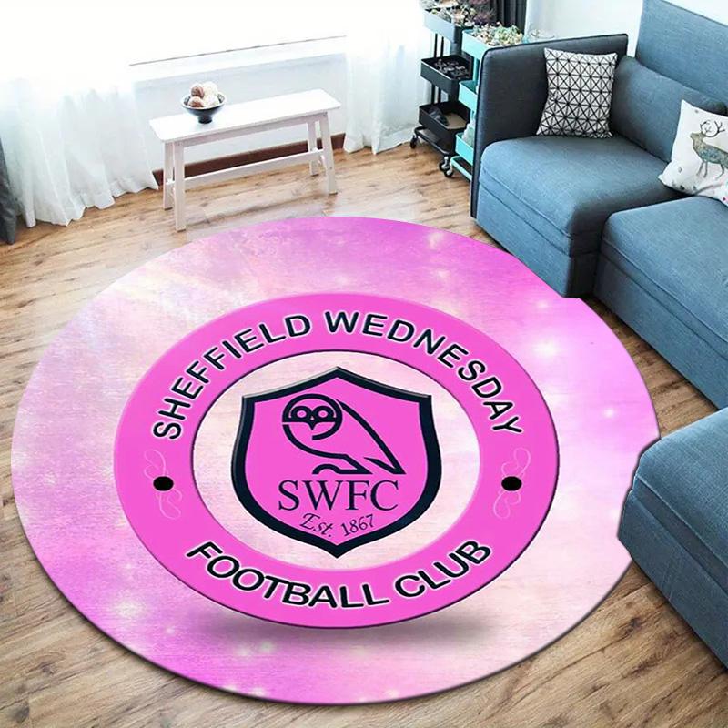 Sheffield Wednesday Football Club Round Area Rug,Carpet Rug for Living Room Bedroom Sofa Playroom Decor,Non-slip Floor Mat