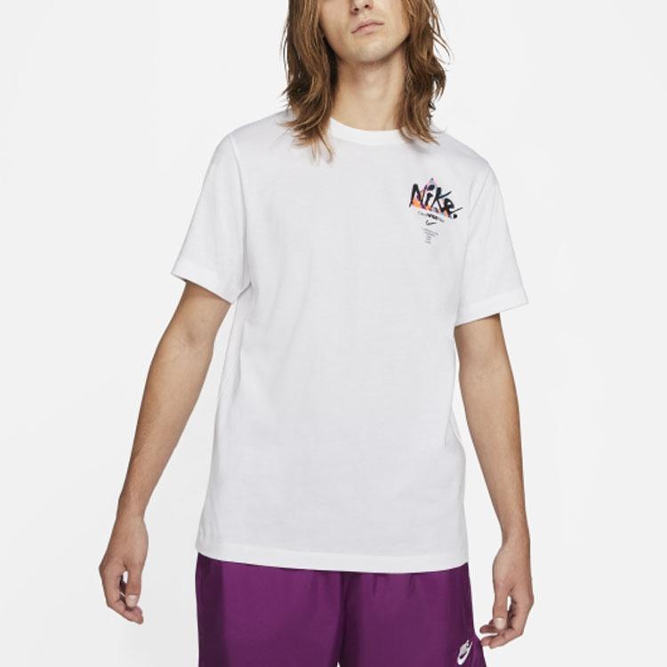 Nike T Shirts Men's White Crew Neck Moderate Straight Fit DB6136-100