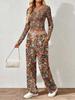 Spring and Autumn Ladies V-Neck Long Sleeve Pants Set Comfortable Casual Versatile Slim Two-piece Set