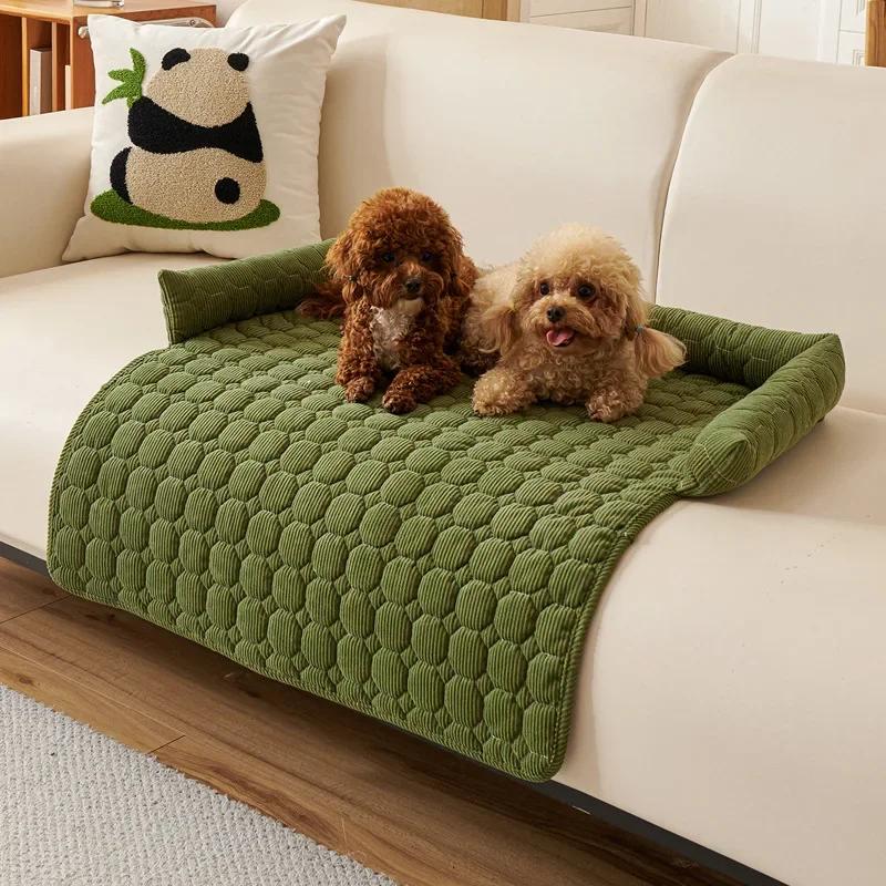 Hundebettmatten Haustierbetten Weiche Winterwarme Haustier-Schlafmatte mit Kissen Abnehmbare Anti-Rutsch-Unterlage Verdicken Klein Mittel Beruhigendes Hundebett Pet bed 75x75CM