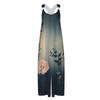 Women's Summer Strappy Pants Floral Print Vintage Jumpsuit ,Non-Adjustable Straps,