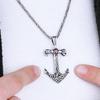 Men's 925K Silver Garnet Anchor Pendant Necklace, Byzantine Chain Necklace, Unique Turkish Jewelry,  Luxurious Stylish Men's Gift Idea