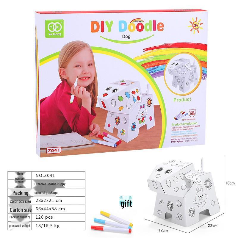 3D Animal Puzzle DIY Cardboard Painting Kit – Educational Toy for Children