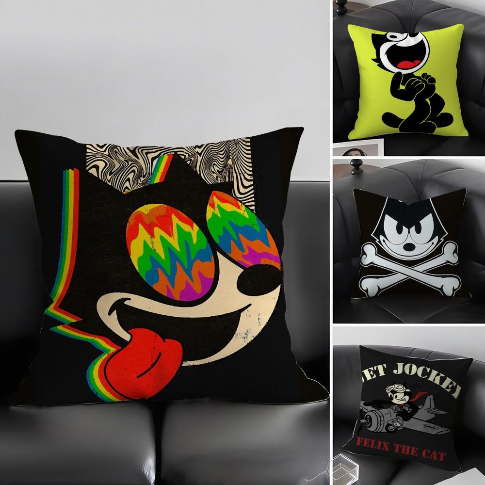 FFelix The CatT Cartoon Cushion Cover Pillowcase Ultra Soft Skin Friendly Fabric Cloud Like Comfort Concealed Zipper