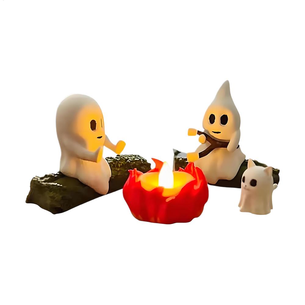 Ghost Campfire Flickering Night Light Halloween Flameless Lamp Portable Ghost Campfire Night Light Dusk To Dawn Led Lamp Home