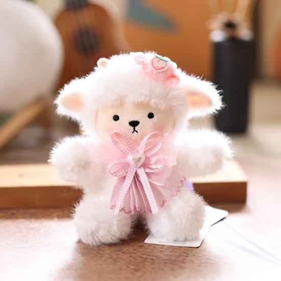 Doll Pendant Keychain Cartoon Lamb Wearing Necktie Plush Keyring Car Key Holder Pendant Backpack Accessories