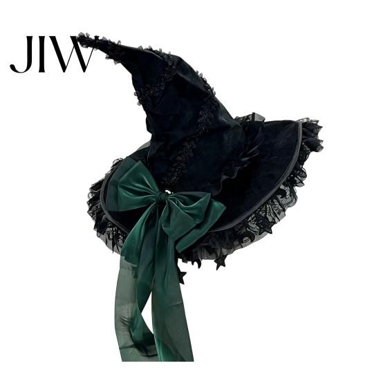 Dark Lolita Costume Accessories Gothic Witch Hat for Women, Style Halloween Accessory, Lightweight Party Outfit Essentials with Lace & Bow, Adjustable