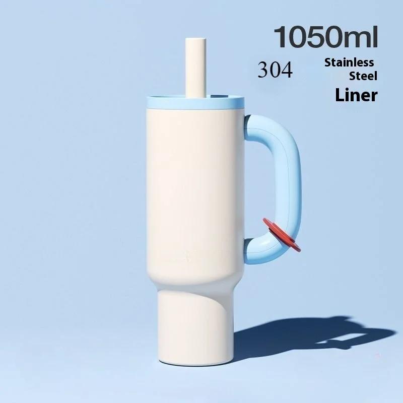 

2025 New 1pcs Female King Cup 304 Stainless Steel Straw Insulated Ice Cup - Thick, Portable Handle Design for Trendy Hydration 1050ML