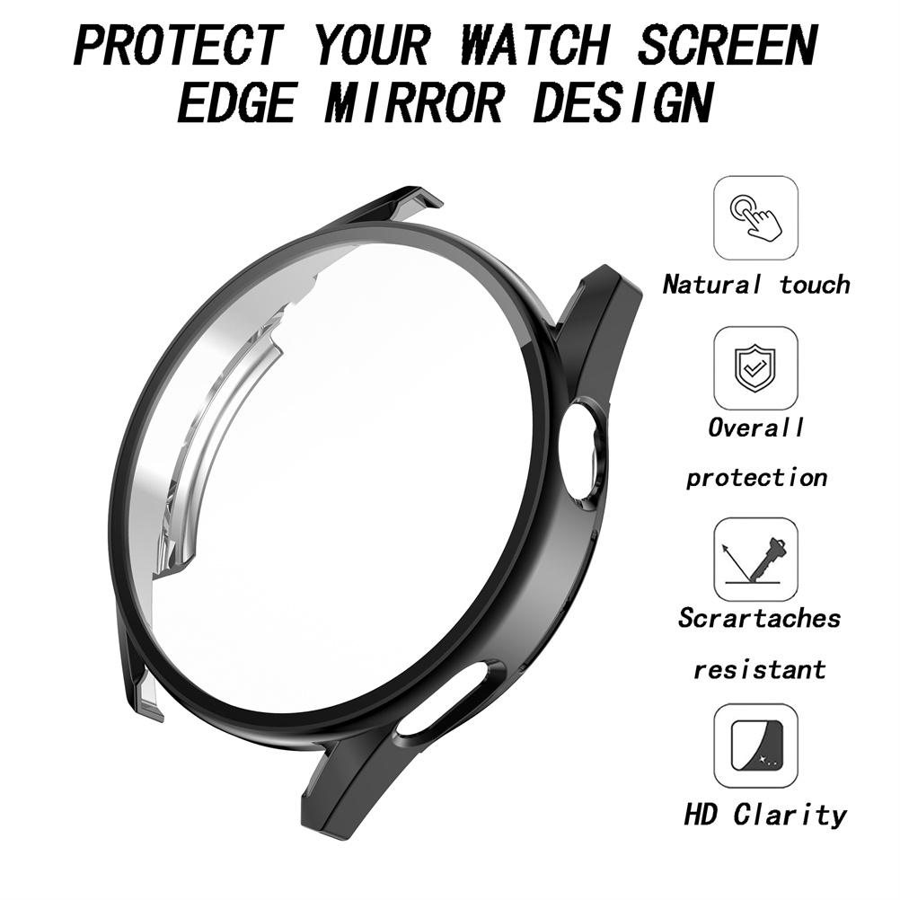 

Чехол из закаленного стекла с рамкой из ПК, совместимый с Huawei Watch GT3 42 мм, 46 мм, противоударные чехлы для смарт-часов чёрный