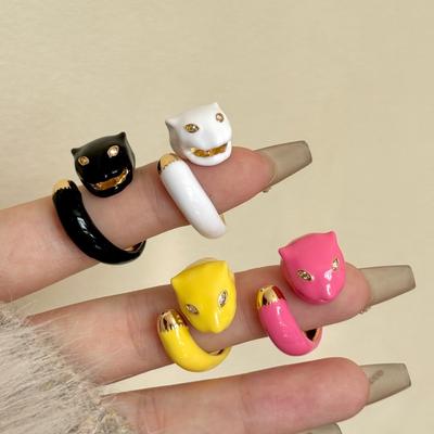 Cute Shape  Ring Colorful Enamel Animal Finger Ring Trendy Fashion Jewelry for Women Girls Stylish Party Daily Wear Accessory