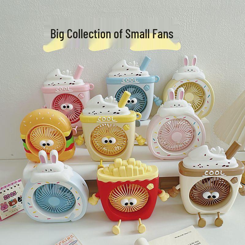 Rechargeable Mini Cartoon Rabbit Desktop Fan - Portable, Cute, and Ideal for Office or Dorm.