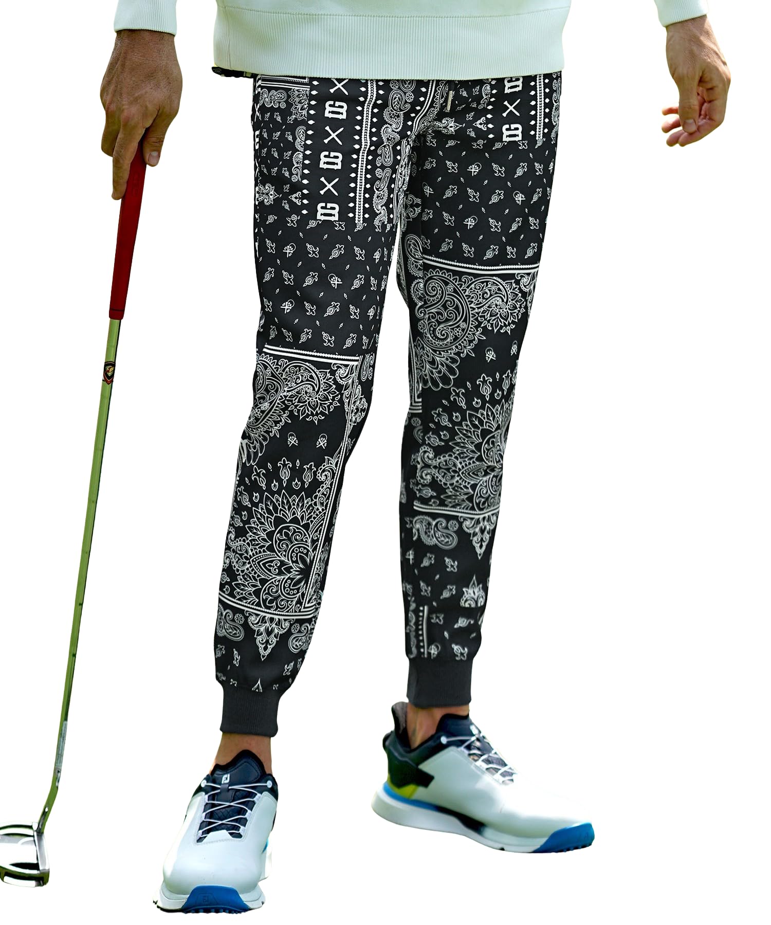 

DIVINER GOLF Брюки-джоггеры для гольфа с длинным рукавом, эластичные, с узором пейсли, размер черный, мужские, Осень/Зима, спортивные штаны, пояс, принт, XL, чёрный