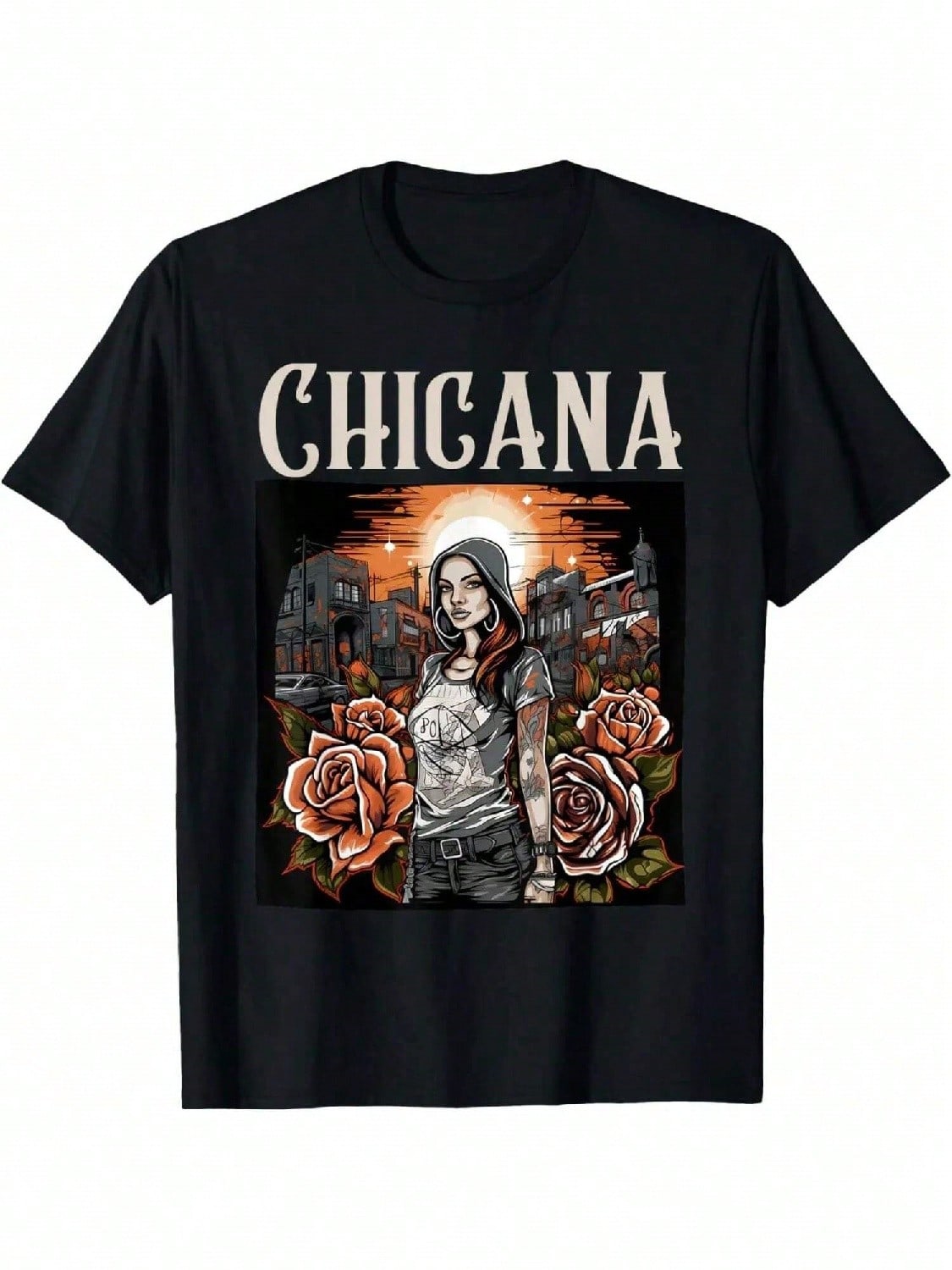 Chicana Style Lowrider Clothes Wounisex Mexican American Latina T-Shirt S разноцветный
