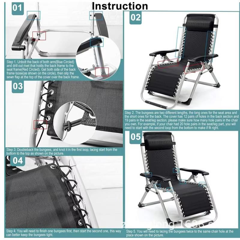 Lounger Accessorie Mesh Fabric for Folding Chair Simple Lunch Break Beach Balcony Outdoor Swimming Pool Chairs Mesh Fabric