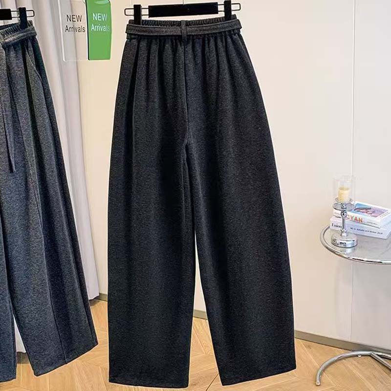Pants for Women Elastic High Waist Long Trousers Plus Thickened Stretchy Solid Colour Versatile Casual Pants